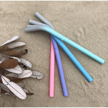 Silicone Smoothie Straws - 4 Pack Reusable - RAINBOW PASTELS - BR4 - Wilfred Eco