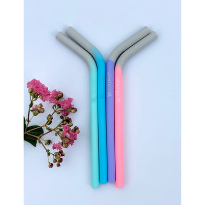 Silicone Smoothie Straws - 4 Pack Reusable - RAINBOW PASTELS - BR4 - Wilfred Eco