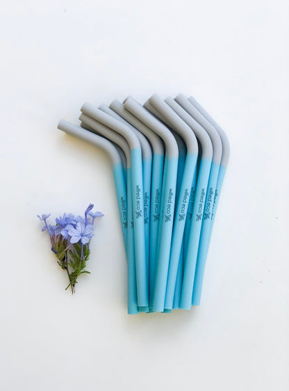 Silicone Smoothie Straws - 4 Pack Reusable - RAINBOW PASTELS - BR4 - Wilfred Eco