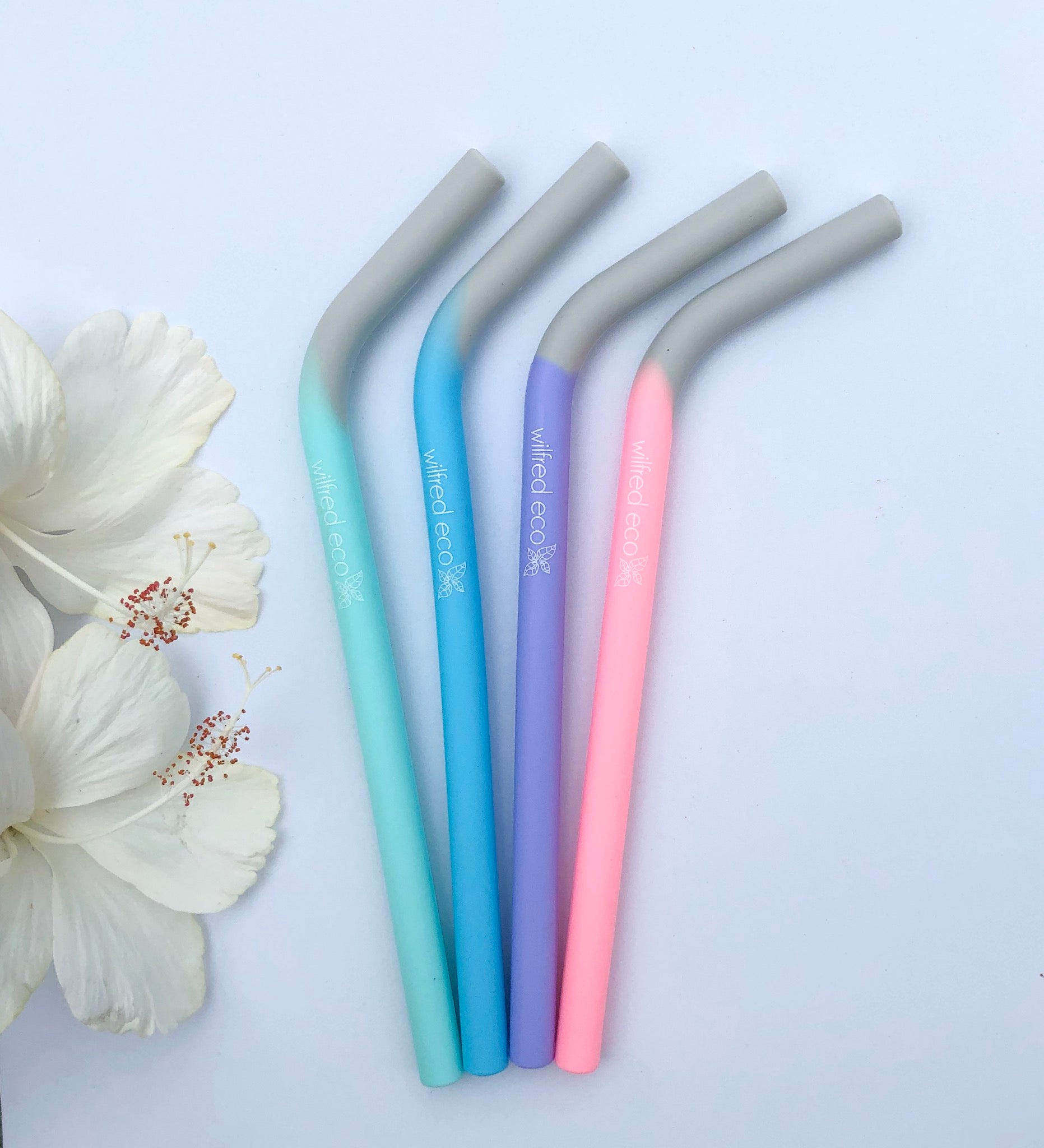 Silicone Smoothie Straws - 4 Pack Reusable - RAINBOW PASTELS - BR4 - Wilfred Eco