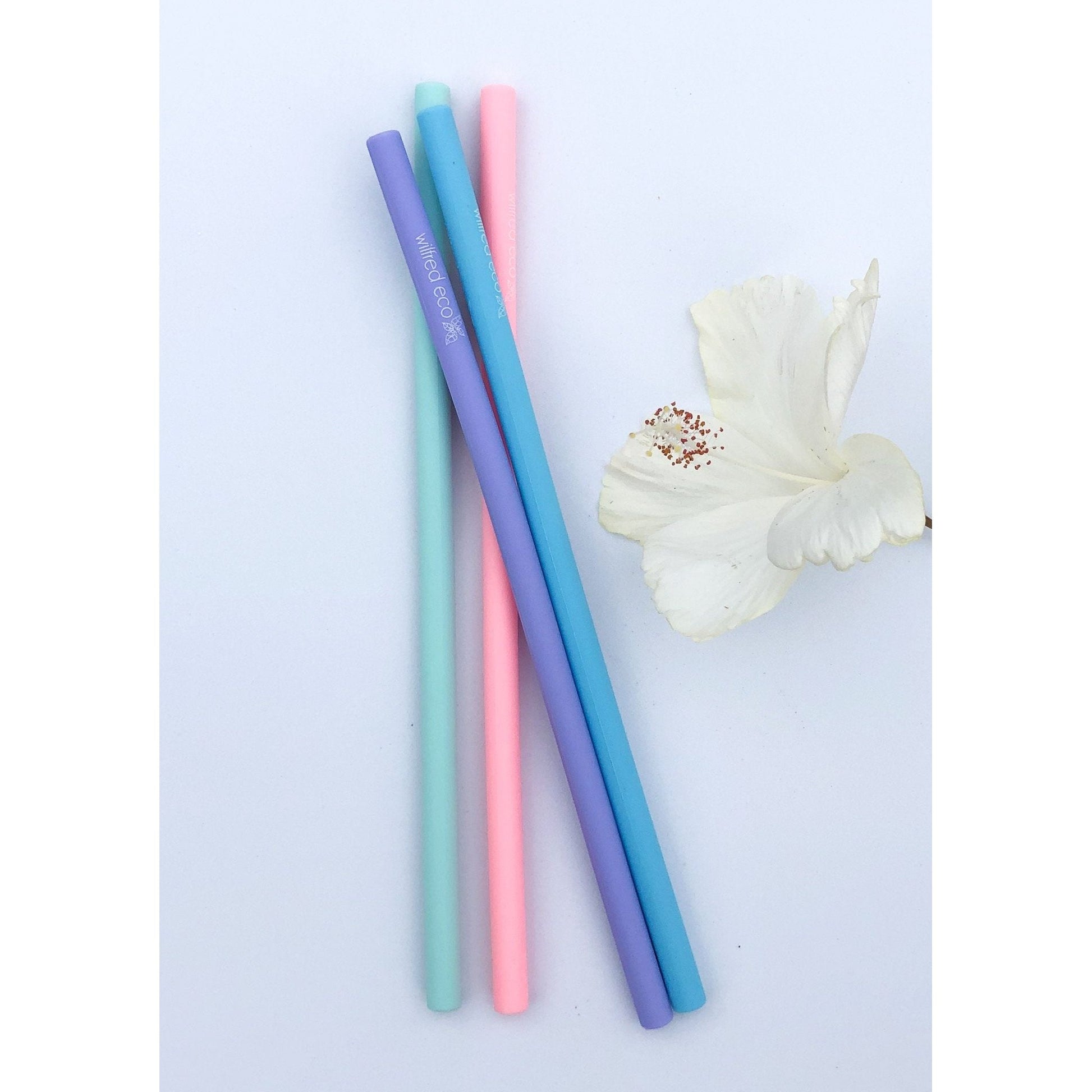 Straight Silicone Reusable Straws - 4 Pack - RAINBOW PASTELS - SR4 - Wilfred Eco